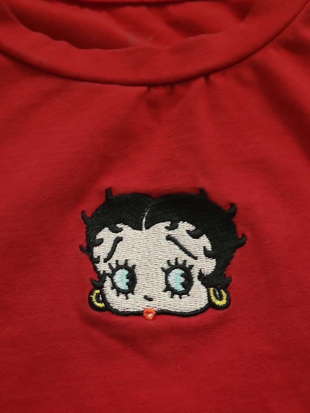 Betty Boop Embroidered Red Baby Tee